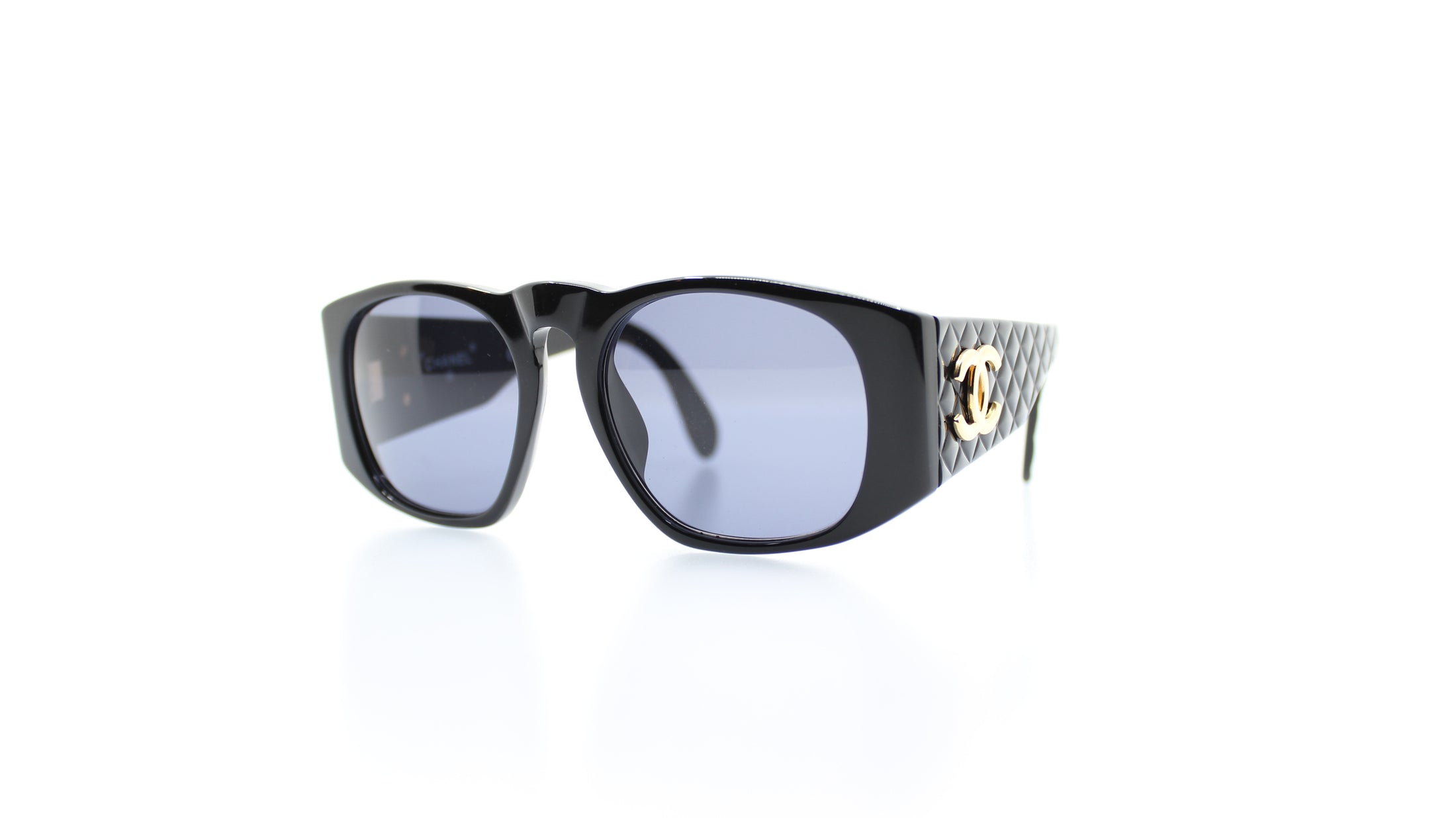 New CHANEL 01450 94305 Black Gold CC Cocomark Sunglasses Italy Old Stock