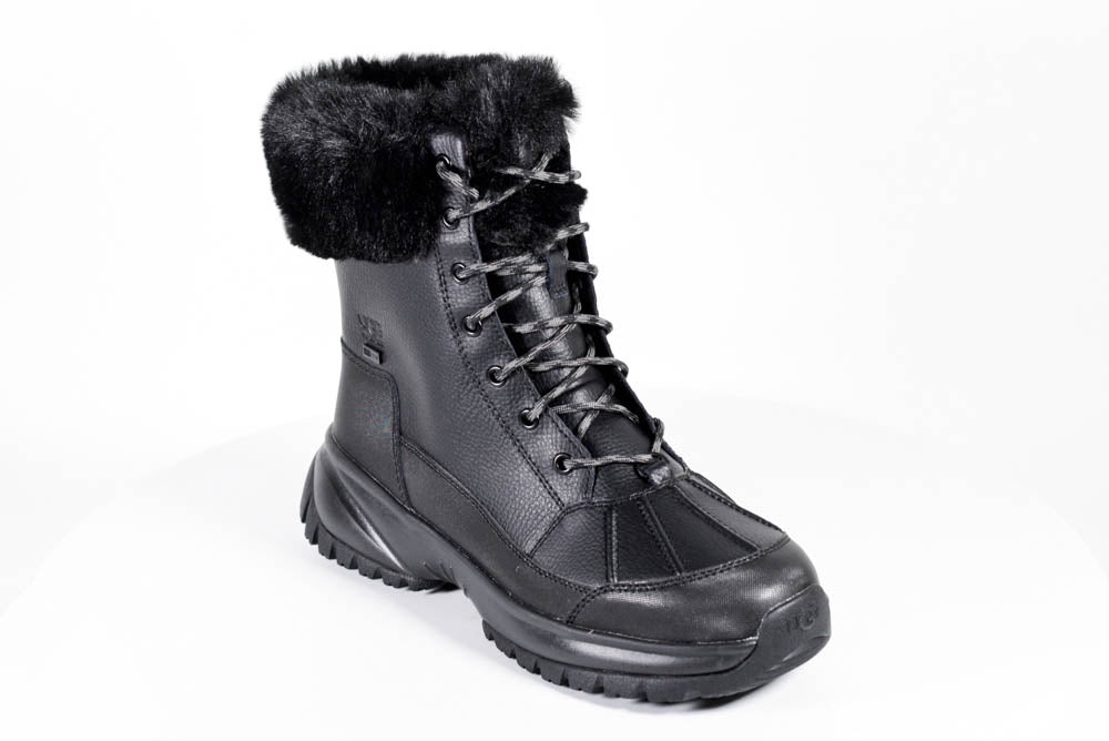 WOMENS UGG YOSE FLUFF BOOT - BLACK