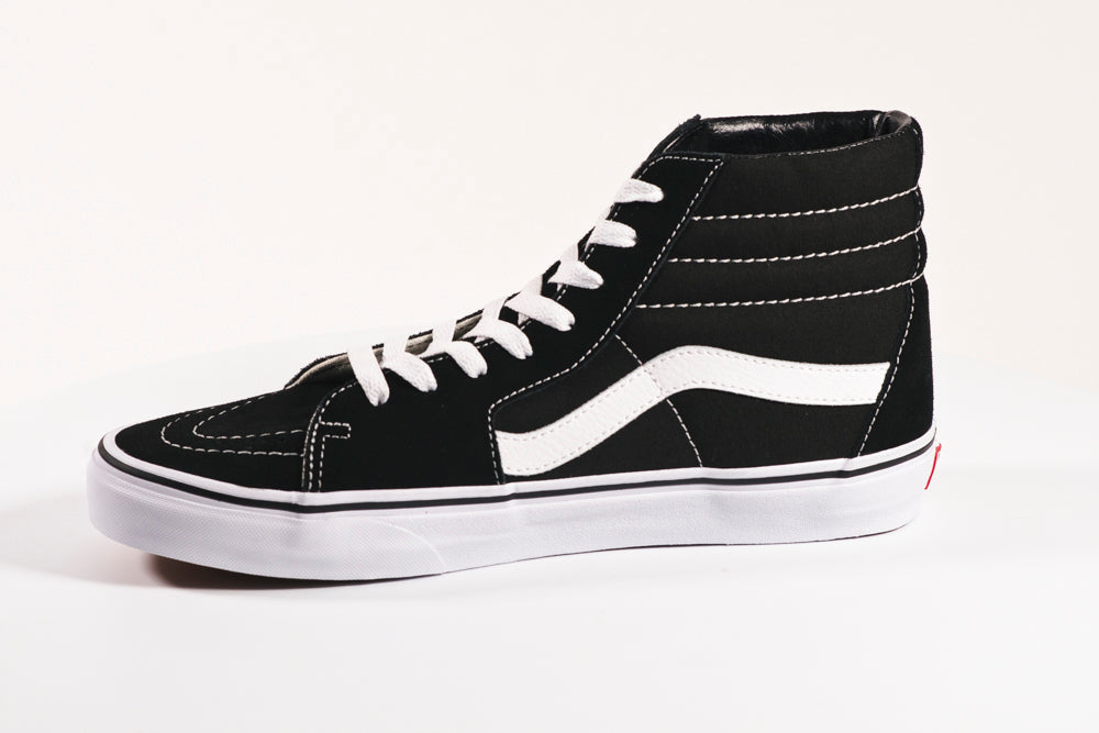 Black and white vans high top mens online