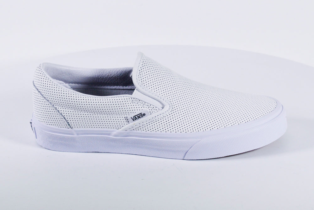 Vans white perf deals leather slip on